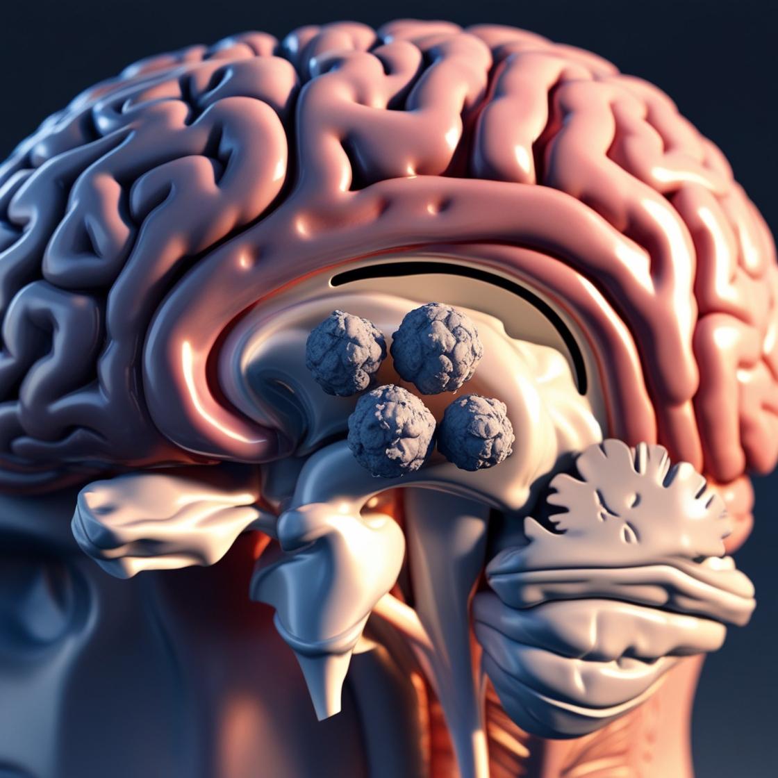 pequenos tumores dentro no cerebro anatomico mais realistas somente na parte de cima do cerebro 1