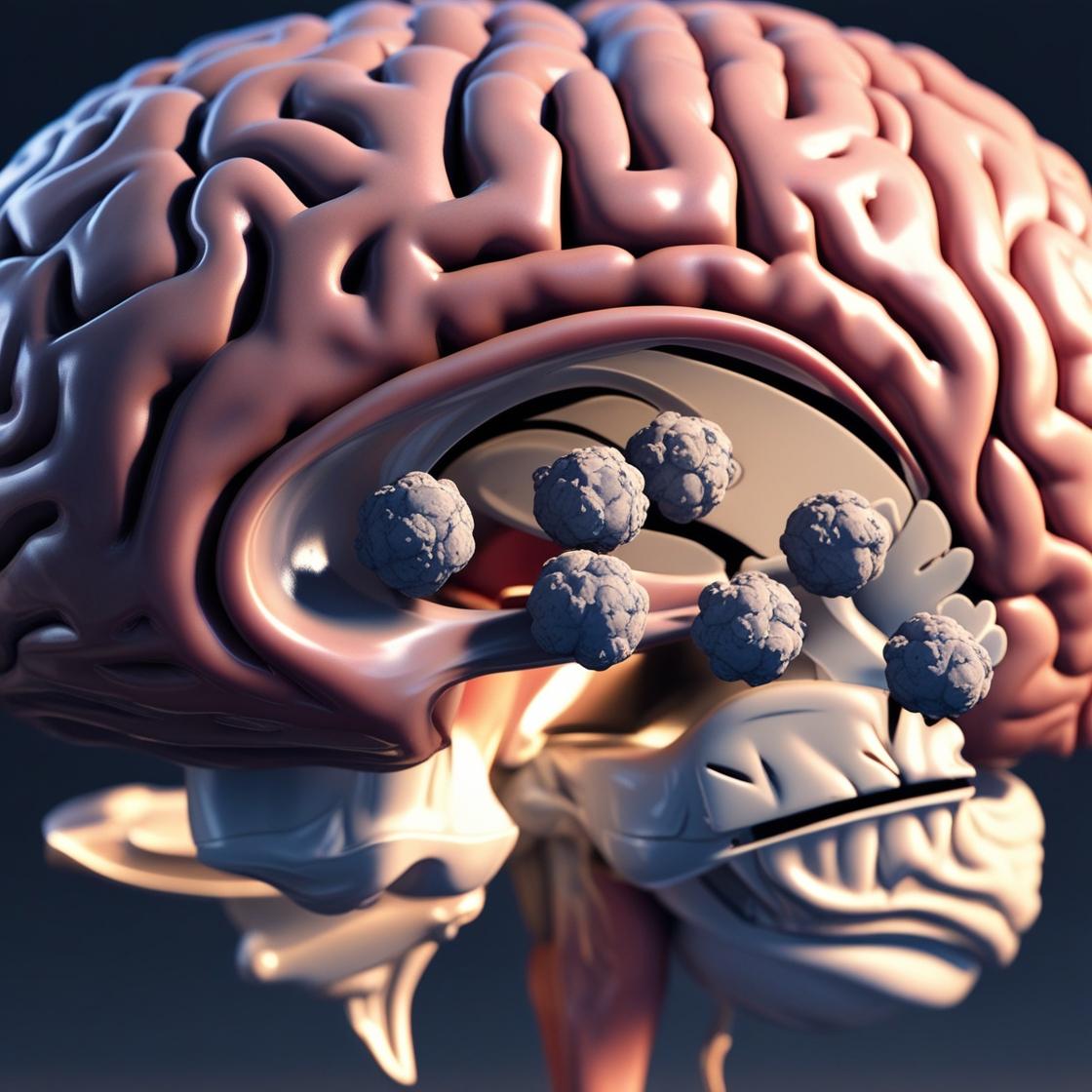 pequenos tumores dentro no cerebro anatomico mais realistas somente na parte de cima do cerebro 2